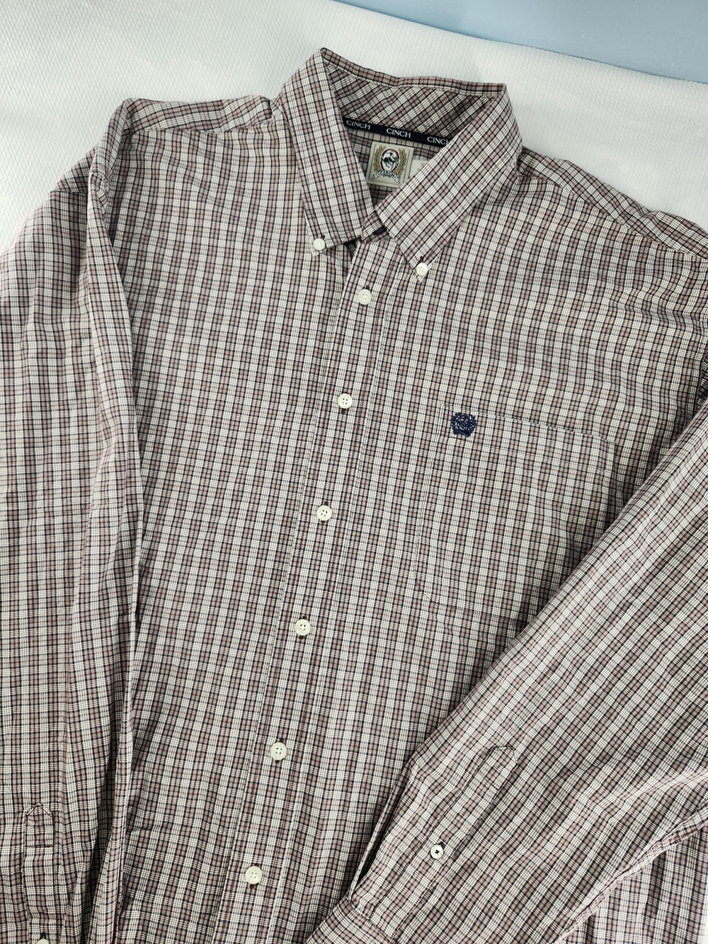 Cinch Button Down Long Sleeve Shirt Men's Size XL 100% Cotton